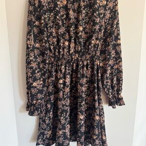 Mini Floral Long Sleeve Dress - Size L